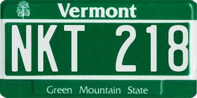 VT license plate NKT218