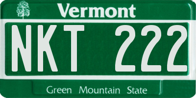 VT license plate NKT222