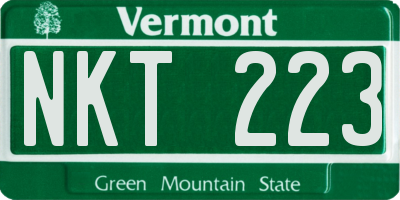 VT license plate NKT223
