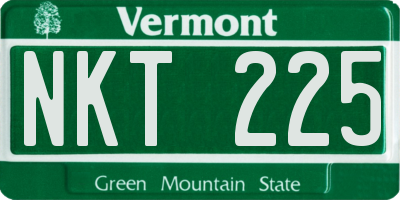 VT license plate NKT225