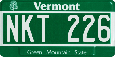 VT license plate NKT226