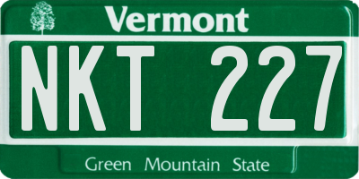VT license plate NKT227