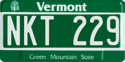 VT license plate NKT229