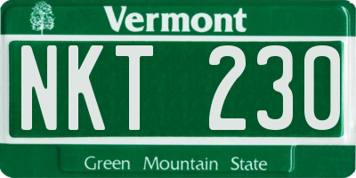 VT license plate NKT230