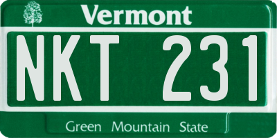 VT license plate NKT231