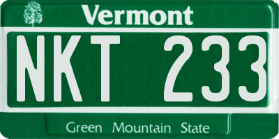 VT license plate NKT233