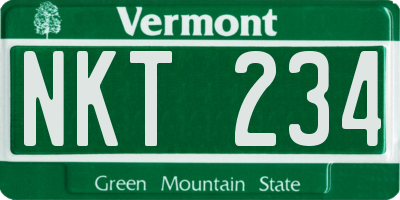 VT license plate NKT234