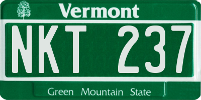VT license plate NKT237