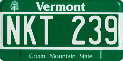 VT license plate NKT239
