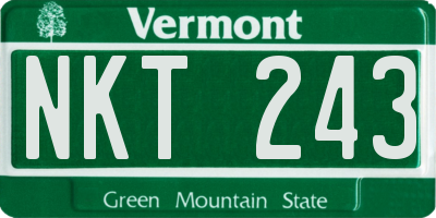VT license plate NKT243