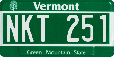 VT license plate NKT251