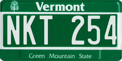 VT license plate NKT254