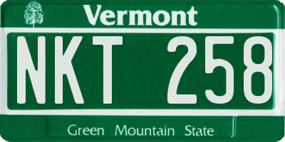 VT license plate NKT258