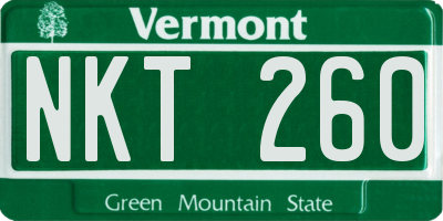 VT license plate NKT260