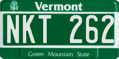 VT license plate NKT262