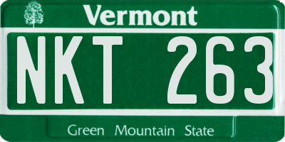 VT license plate NKT263