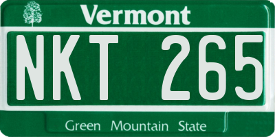 VT license plate NKT265