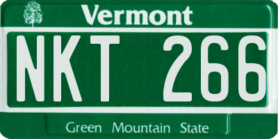 VT license plate NKT266