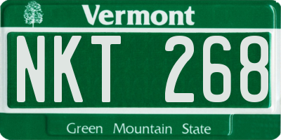 VT license plate NKT268