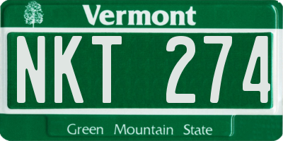 VT license plate NKT274