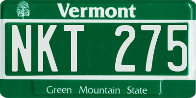 VT license plate NKT275