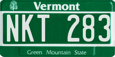VT license plate NKT283