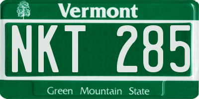 VT license plate NKT285