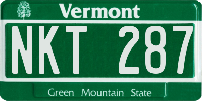 VT license plate NKT287
