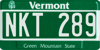 VT license plate NKT289