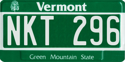 VT license plate NKT296