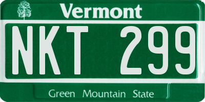 VT license plate NKT299