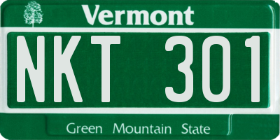 VT license plate NKT301