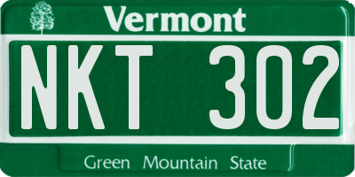 VT license plate NKT302
