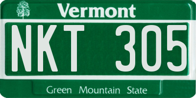 VT license plate NKT305