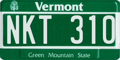VT license plate NKT310