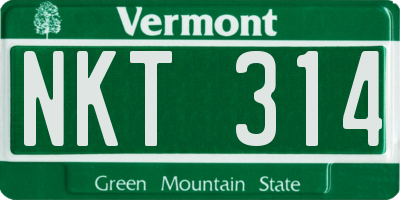 VT license plate NKT314