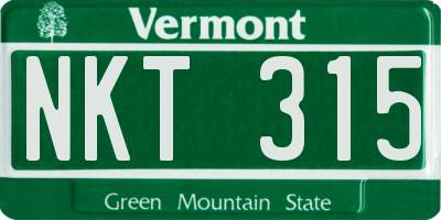 VT license plate NKT315