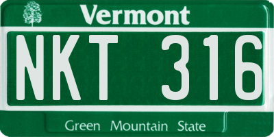 VT license plate NKT316