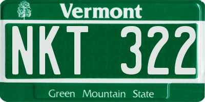 VT license plate NKT322