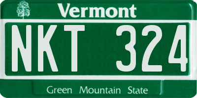 VT license plate NKT324