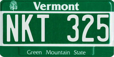 VT license plate NKT325