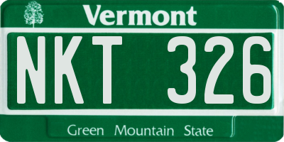 VT license plate NKT326