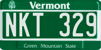 VT license plate NKT329
