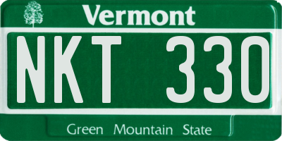 VT license plate NKT330