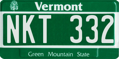 VT license plate NKT332