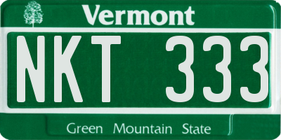 VT license plate NKT333