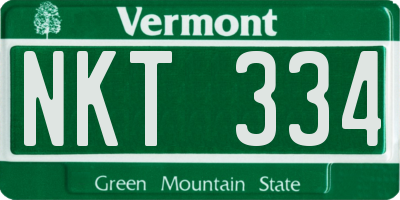 VT license plate NKT334