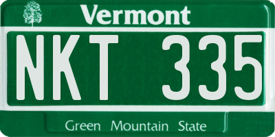 VT license plate NKT335