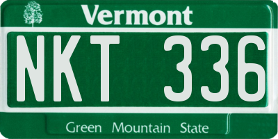 VT license plate NKT336