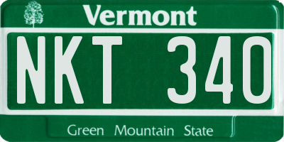 VT license plate NKT340